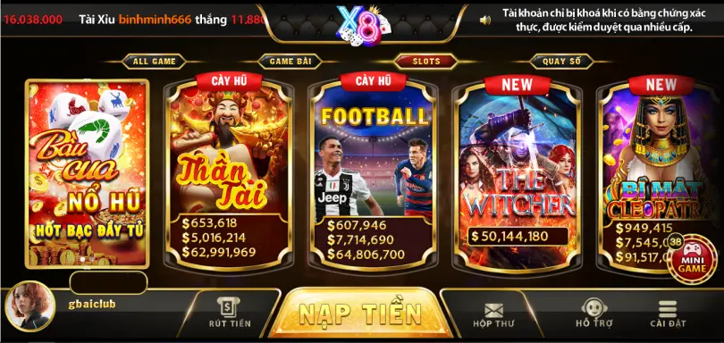 Slot game tại X8 được thiết kế tối ưu đồ họa, âm thanh sống động, tính năng đặc biệt